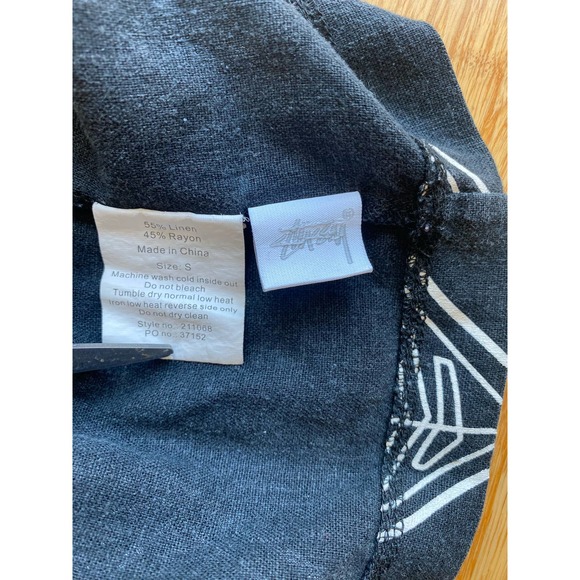 Stussy Women's Black Tribal Crop Top SMALL Linen and Rayon Blend - Picture 3 of 6